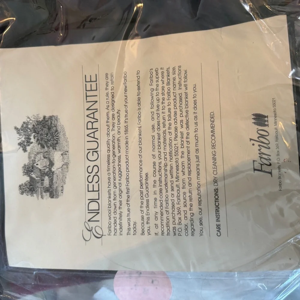 Faribo Pure Wool Blanket Full Queen Plaid Burgundy Green Vintage Made in USA